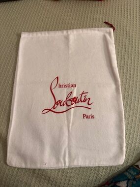 Christian Louboutin White Dust Bag with Red Logo Print